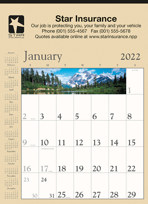Commercial Size Wall Calendar for 2022